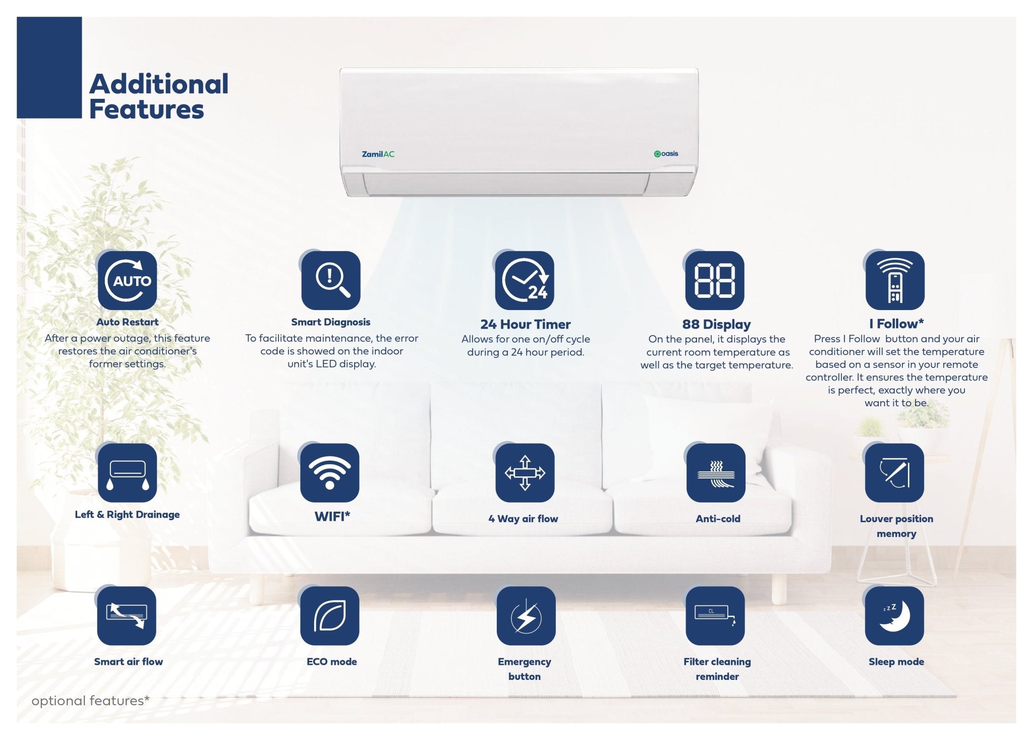 Zamil Oasis Split AC 3 Ton 30600 BTU – Made in KSA - Mangeer Online